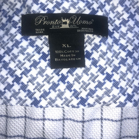 EUC PRONTO UOMO MENS XL GRID BUTTON-UP FLIP CUFF - Picture 4 of 6